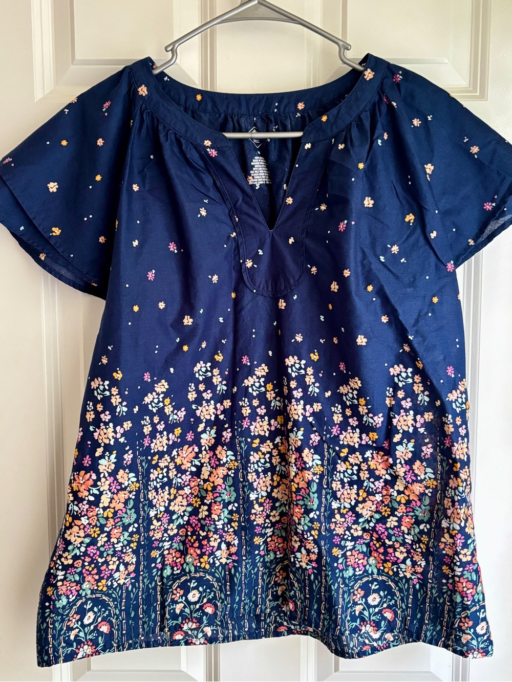 St. John's Bay Navy Floral Short-Sleeve Tunic